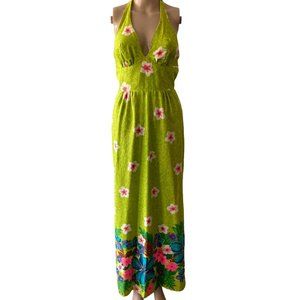 Vintage Hawaiian Halter Size XS-S Maxi Floral Dress